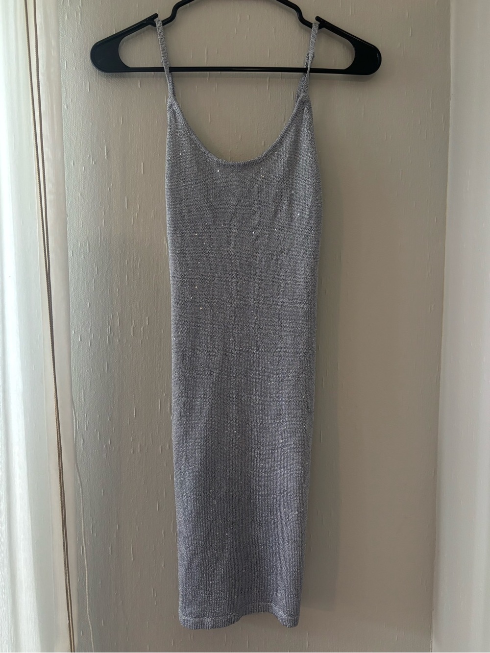 White Fox - Silver Sparkle Slip Dress - Women's Elegant Sleeveless Dress